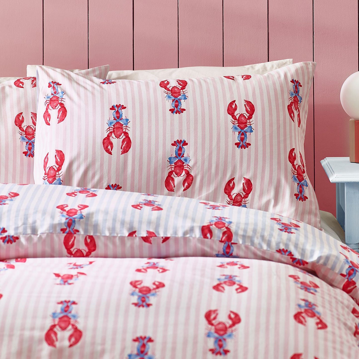 Sassy B Lobster Stripe Pink / Blue Duvet Cover Set