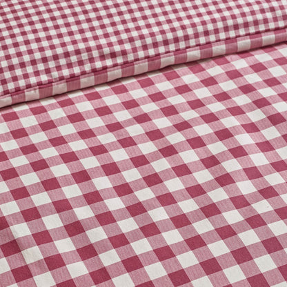 Catherine Lansfield Gingham Checked Cotton Bedding Duvet Cover Set Burgundy