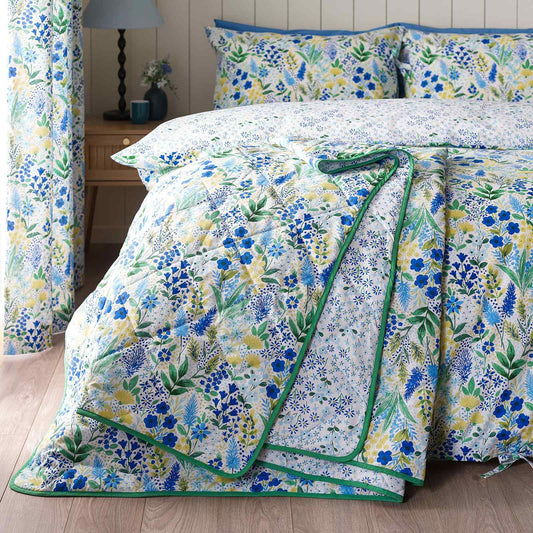 Tilly Floral Blue Bedspread
