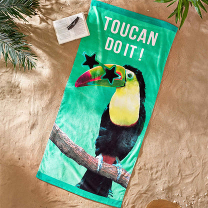 Toucan Do It Green Beach Towel