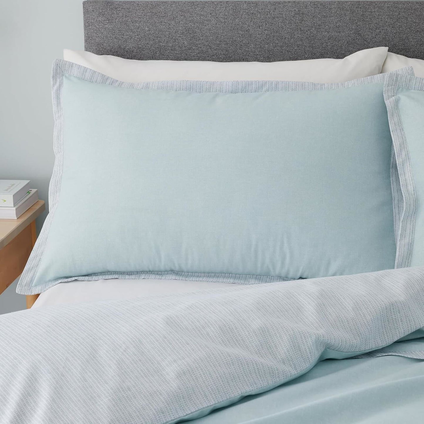 Oslo Textured Trim Duck egg Blue Duvet Cover Set