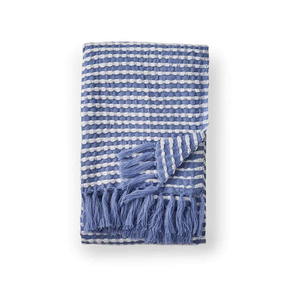 Stab Stitch Blue Blanket Throw