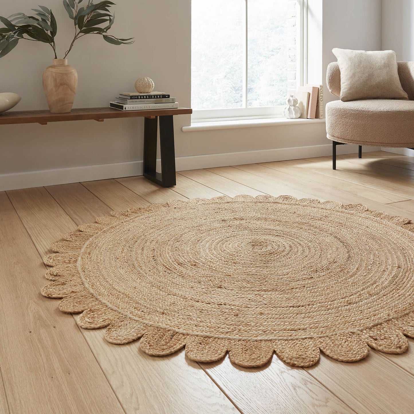 Savannah Jute Scallop Natural Circular Rug