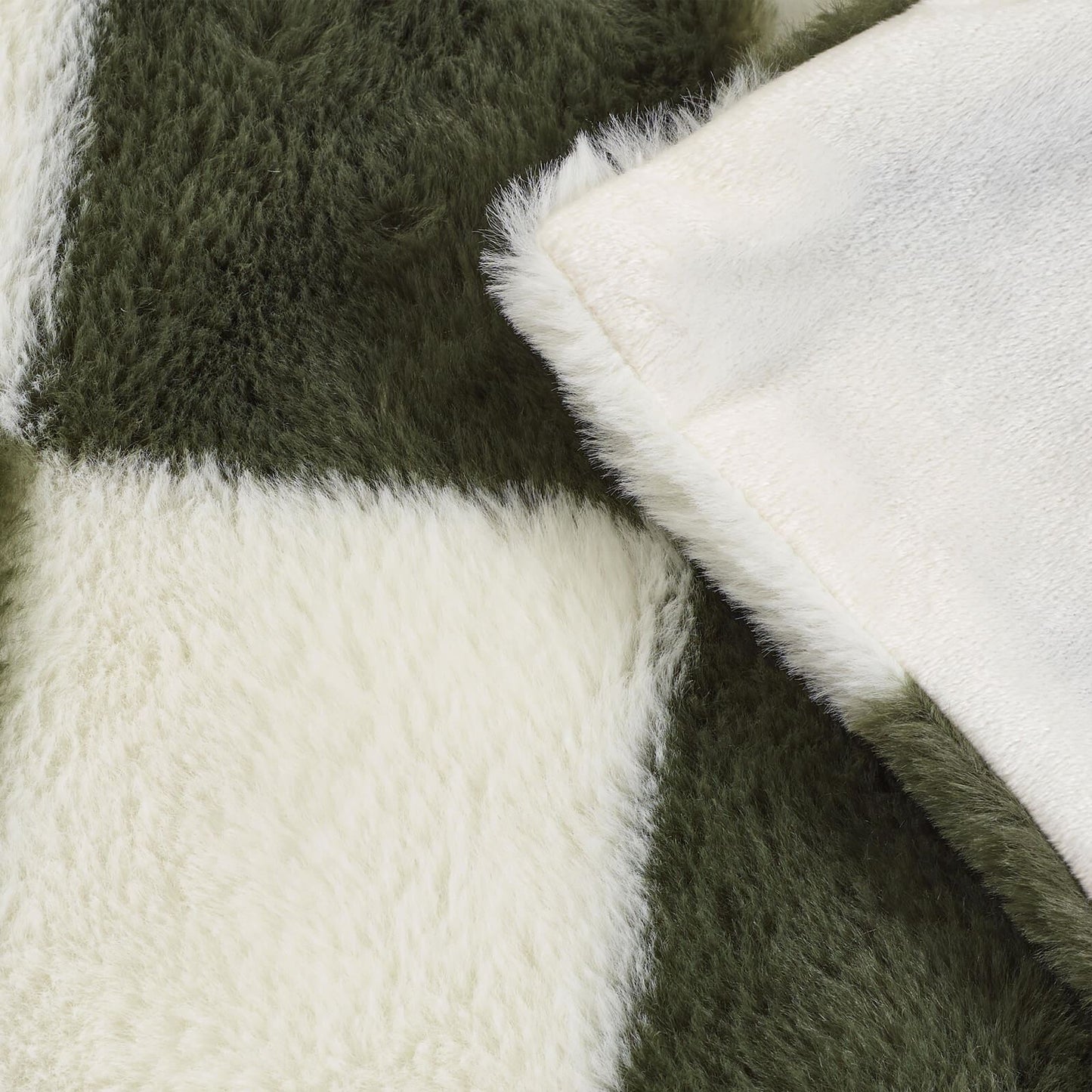 Catherine Lansfield Cosy Soft Checkerboard Fleece Blanket Throw Green - 130x170cm