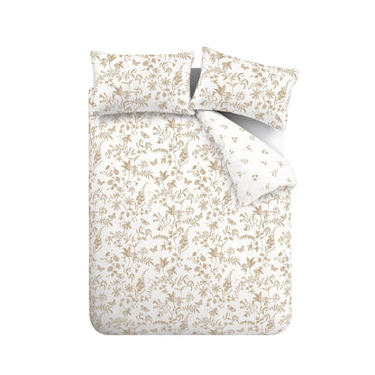 Bianca Fine Linens Thea Floral Printed Reversible Cotton Bedding Duvet Cover Set Natural