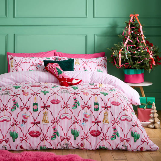 catherine-lansfield-christmas-kitsch-reversible-cotton-bedding-duvet-cover-set-pink