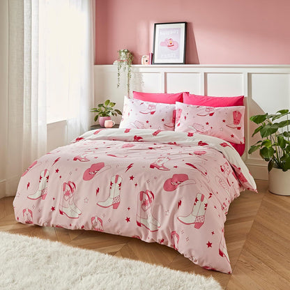 Cowgirl Boot Pink Duvet Cover Set