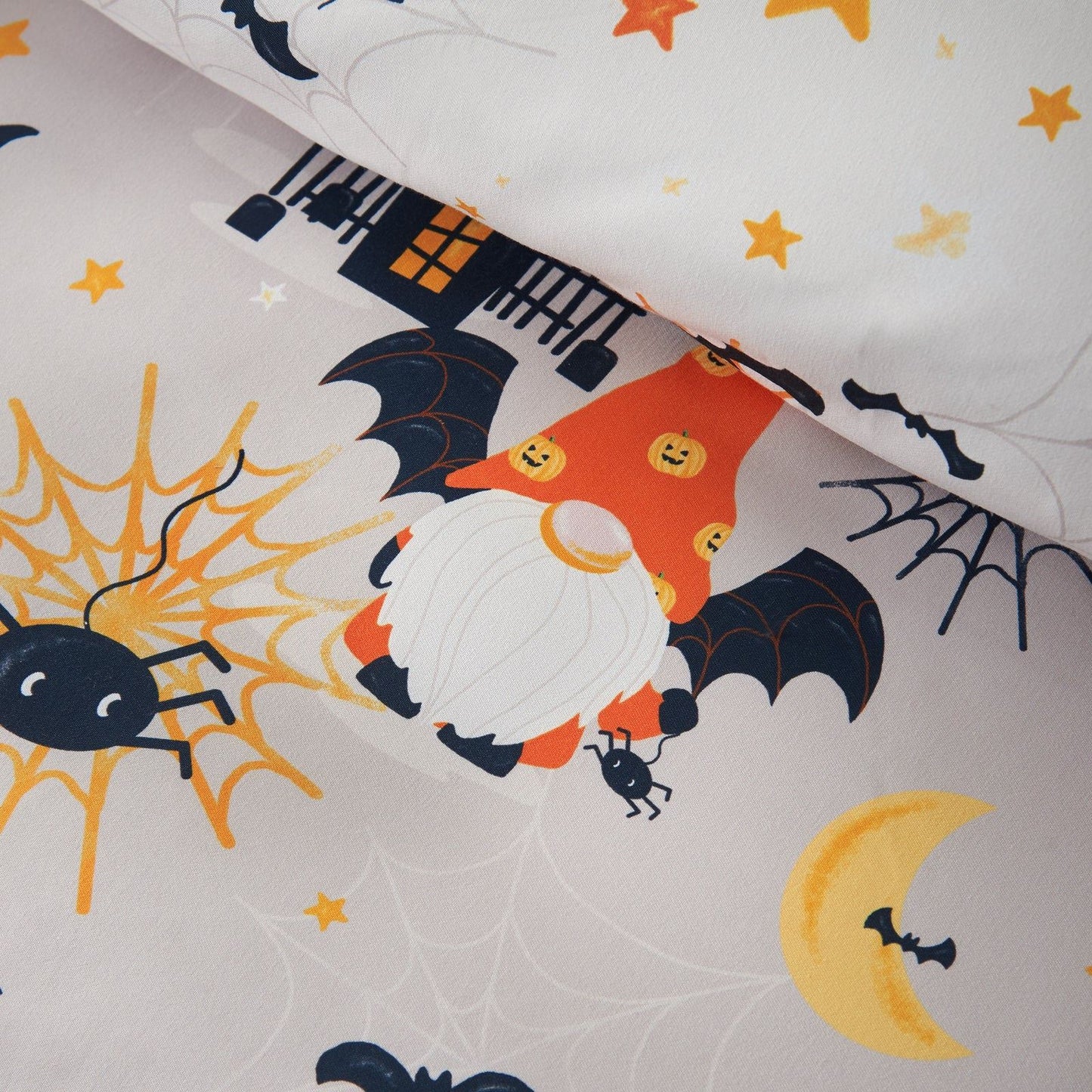 Catherine Lansfield Halloween Gonks Reversible Bedding Duvet Cover Set Natural
