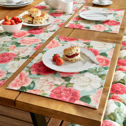 Rose Garden Green Place Mat Pair