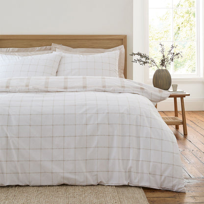 Bianca Oxton Check Natural Duvet Cover Set