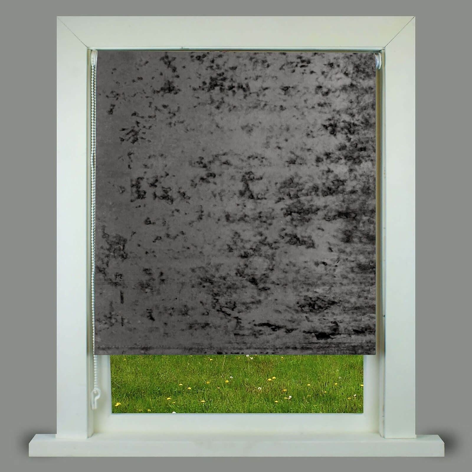 Plain Crushed Velvet Charcoal Roller Blind