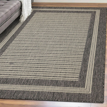 Flatweave Gel Border Steel Grey Rug