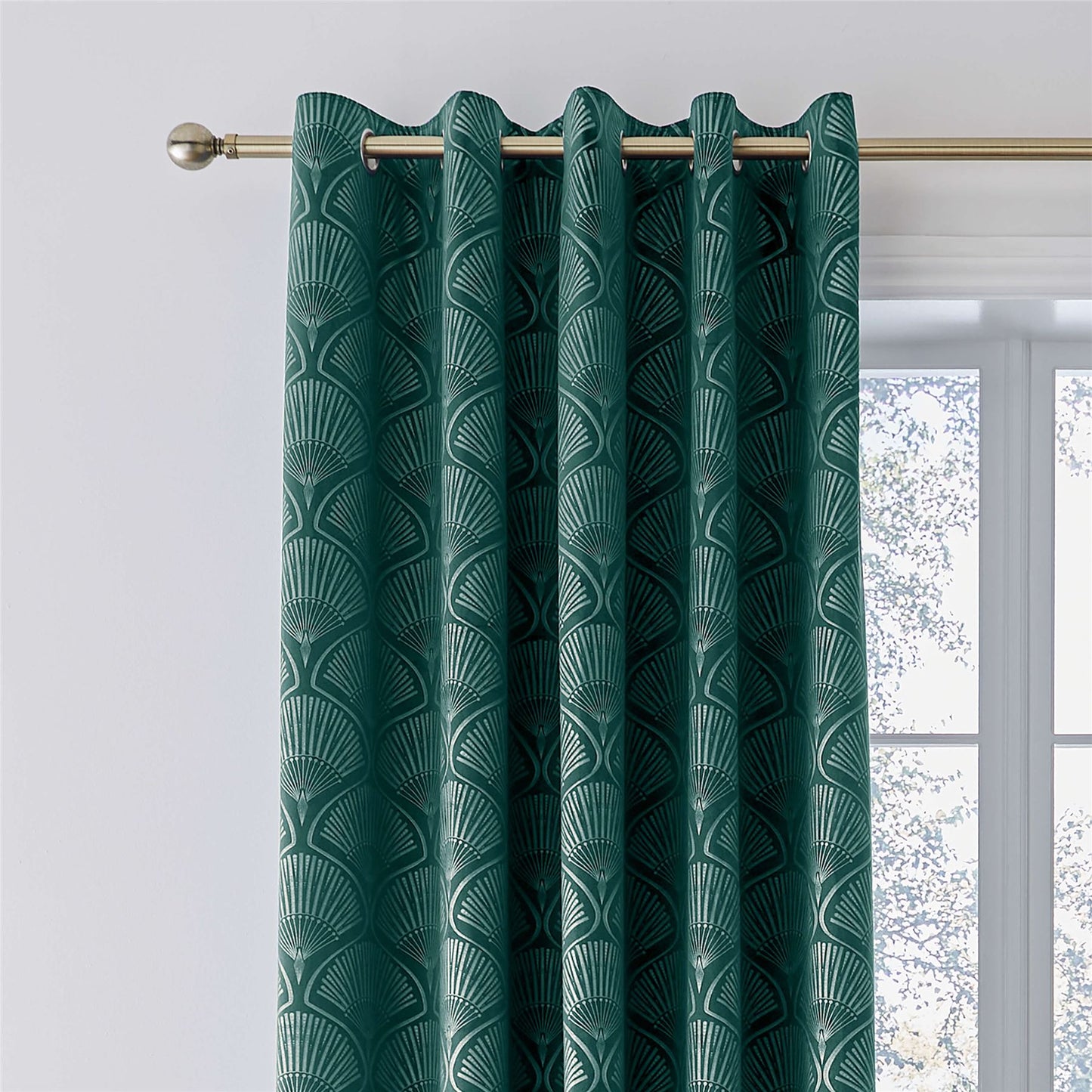 Art Deco Pearl Teal Curtains Two Panels