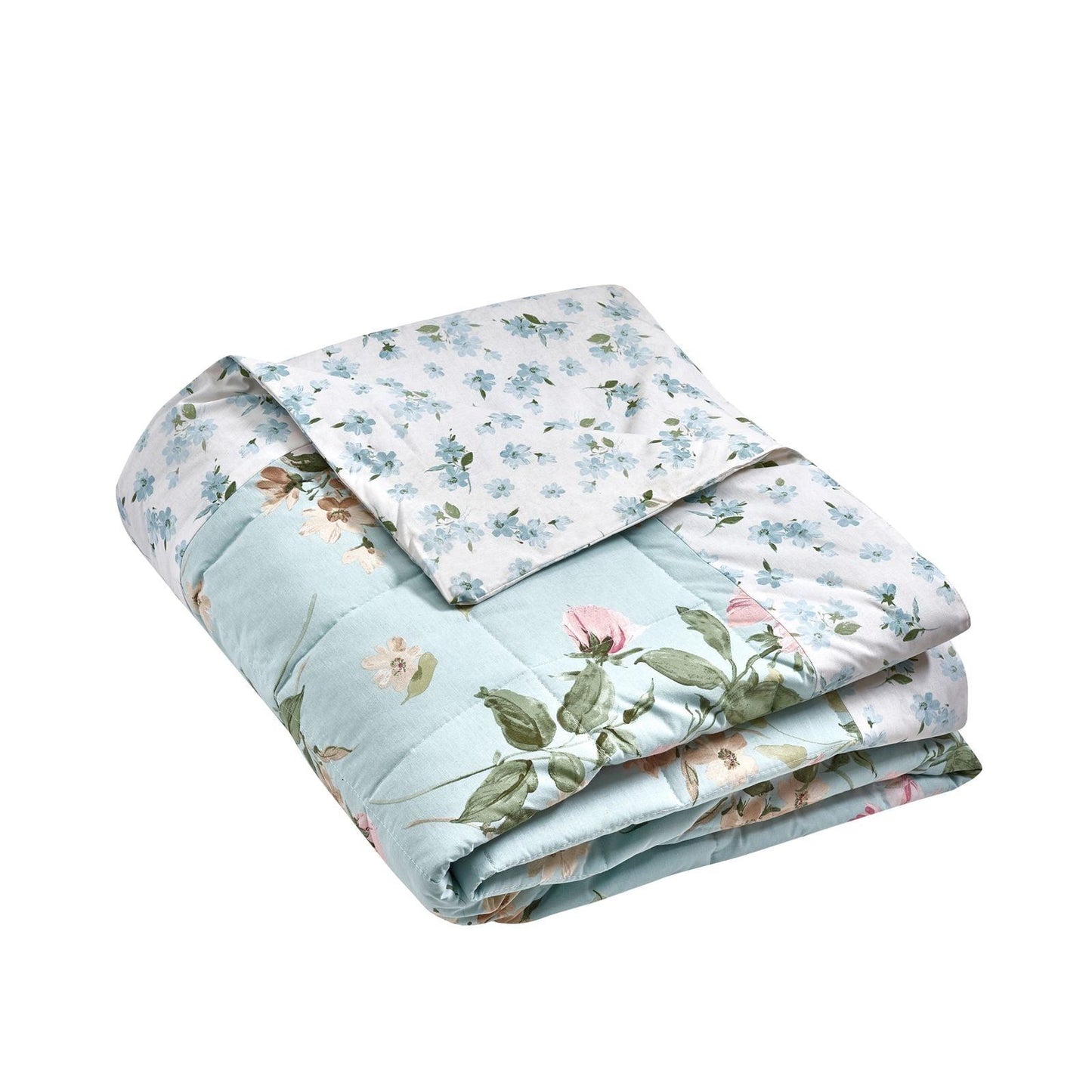 Catherine Lansfield Avebury Floral Duck Egg Blue Bedspread - 220x230cm