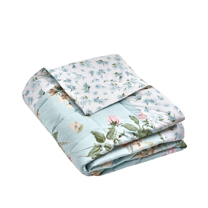 Catherine Lansfield Avebury Floral Duck Egg Blue Bedspread - 220x230cm