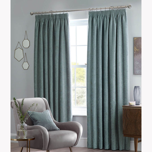 Langley Plain Duck Egg Pencil Pleat Curtains