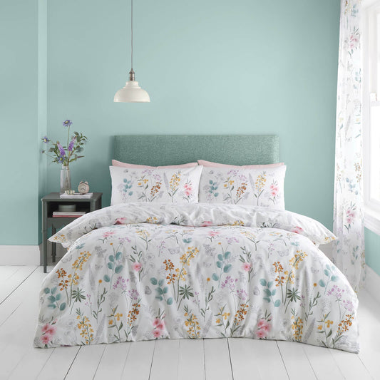 Emilia Floral White/ Green Duvet Cover Set