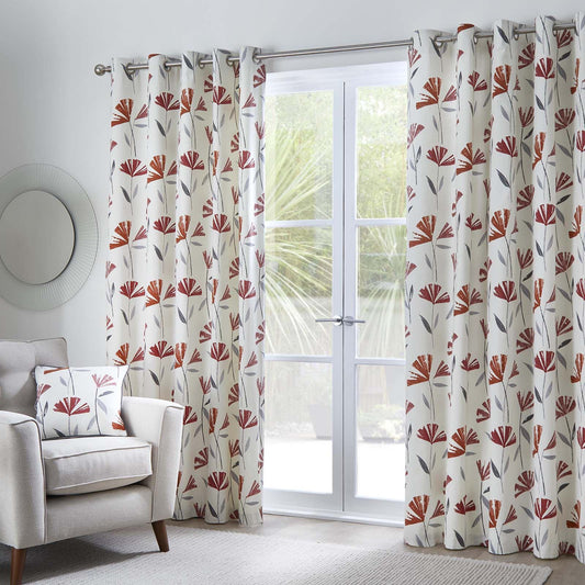 Dacey Red Eyelet Curtains