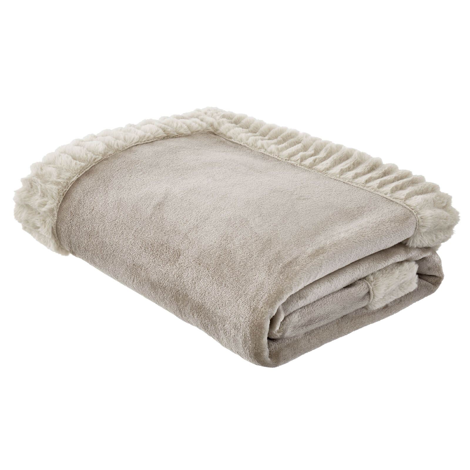 Velvet And Faux Fur Natural Throw