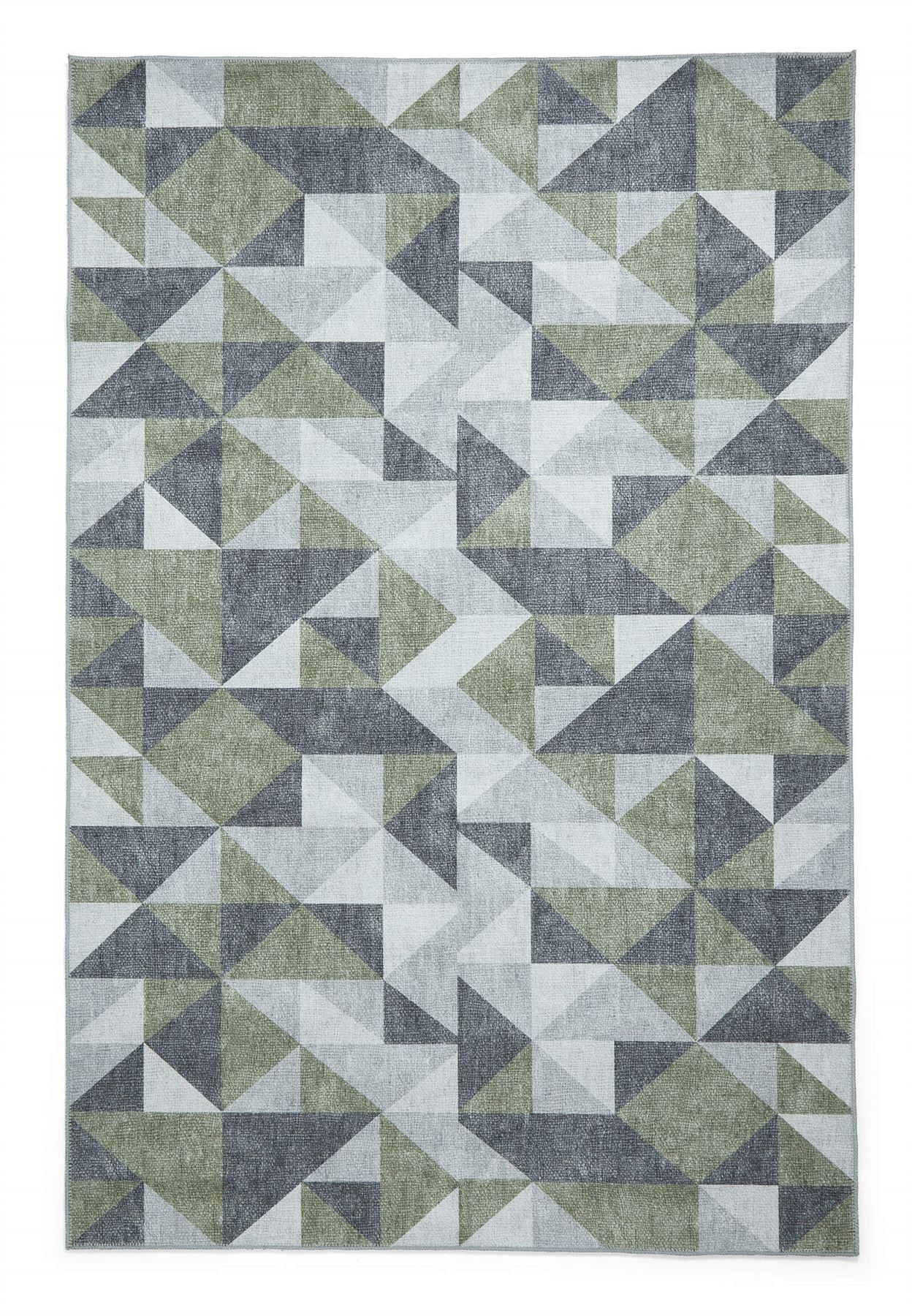 Coral H1057 Green/Grey Modern Washable Rug