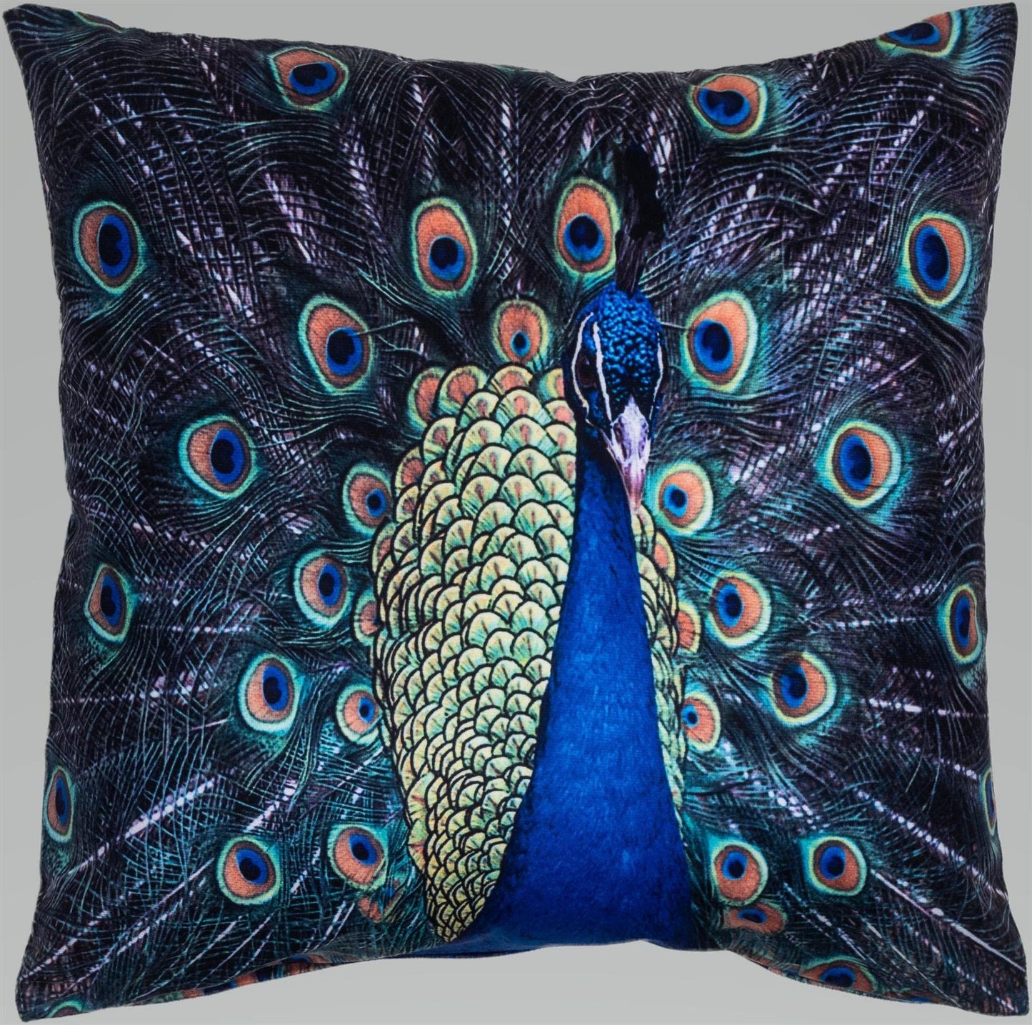 Velvet Printed Peacock Cushion Cover