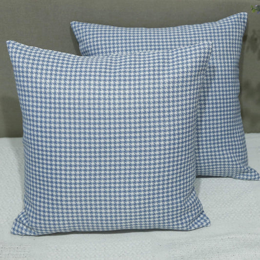 Plaid Jacquard Blue Cushion Cover Pair