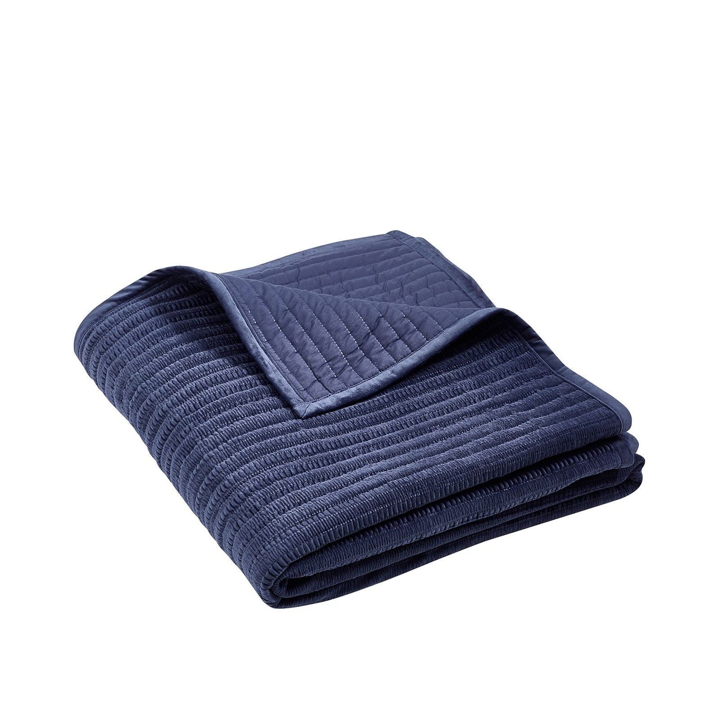 Catherine Lansfield Velvet Pinsonic Navy Blue Bedspread - 220x220cm