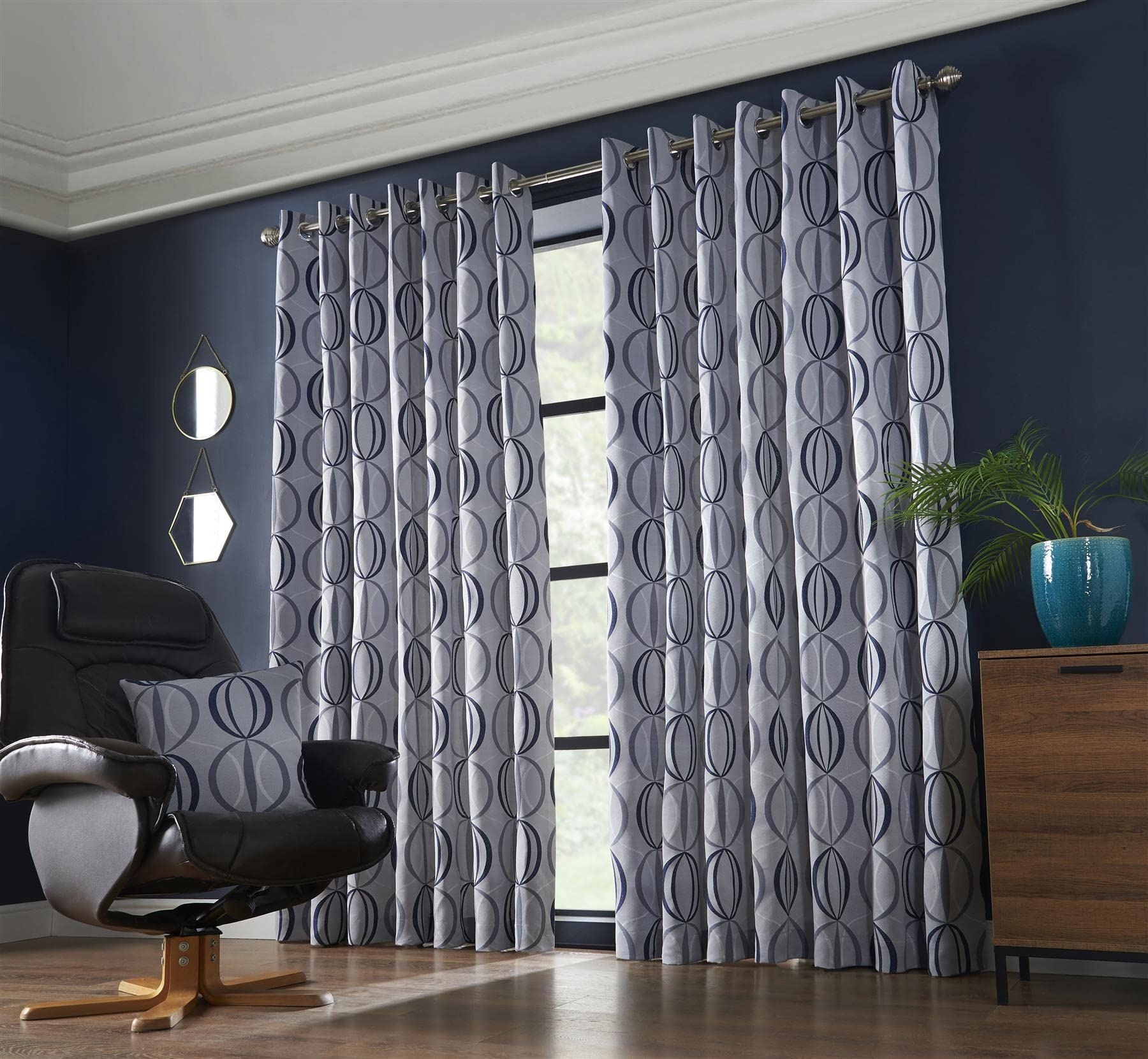 Omega Navy Eyelet Curtains