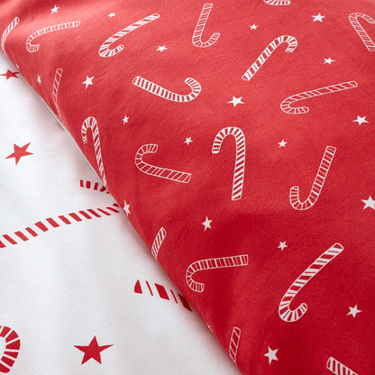 Christmas Candy Cane White Duvet Set
