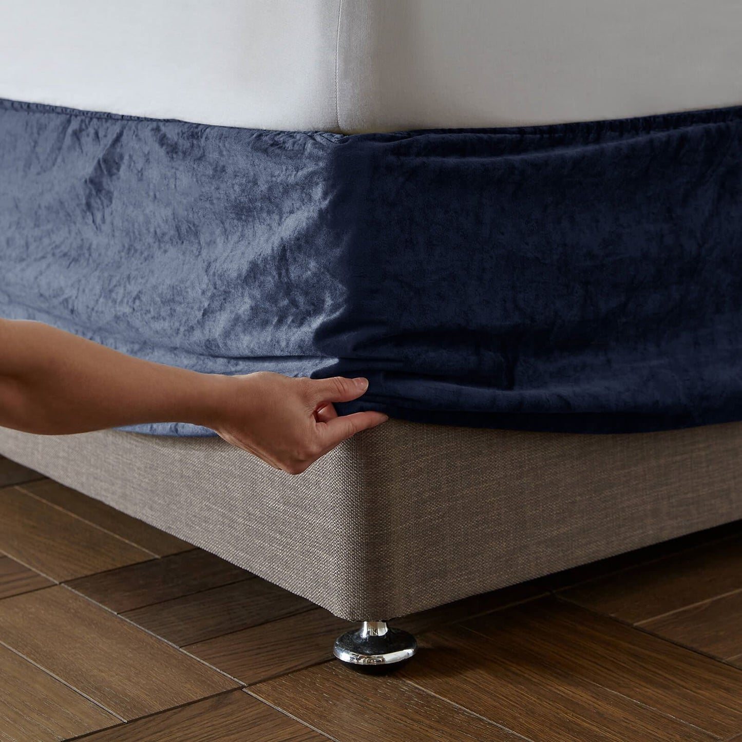 Kingsley Matt Velvet Navy Divan Base Wrap