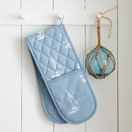 Catherine Lansfield Salcombe Boats Blue Oven Glove - Double