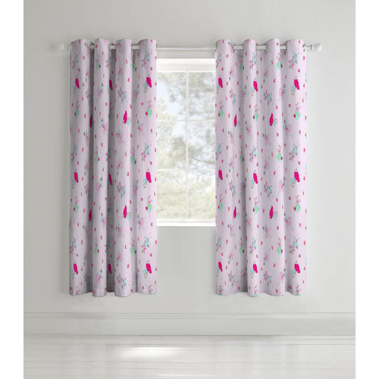 Fairies Pink Eyelet Curtains