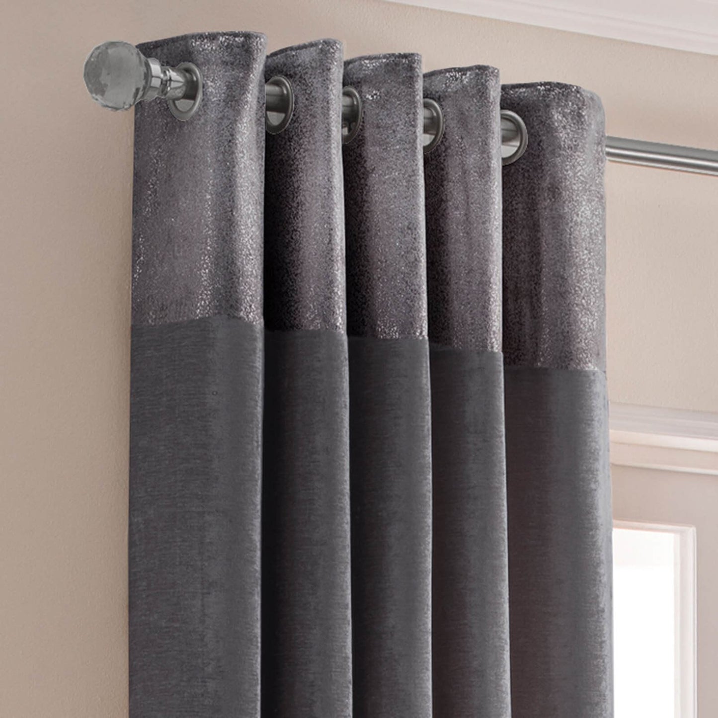 Nova Plain Pewter Eyelet Curtains