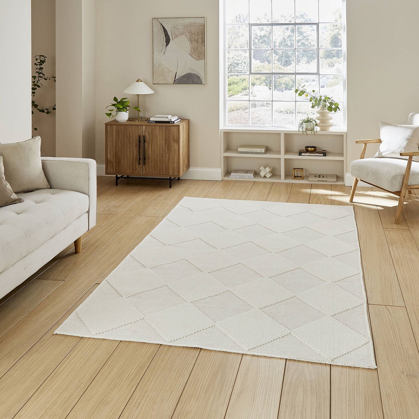 Lyna J0529 Cream/Grey Washable Rug