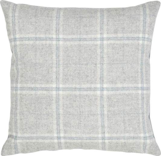 Wool Check Blue Filled Cushion