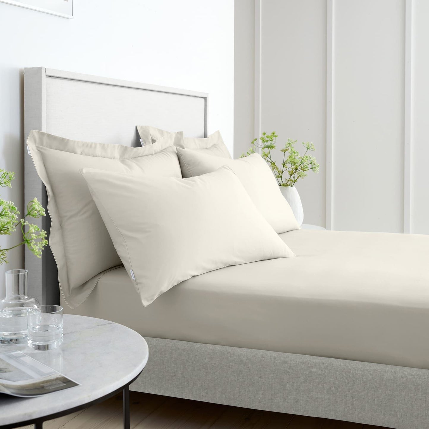 200TC Cotton Percale Natural Fitted Sheet