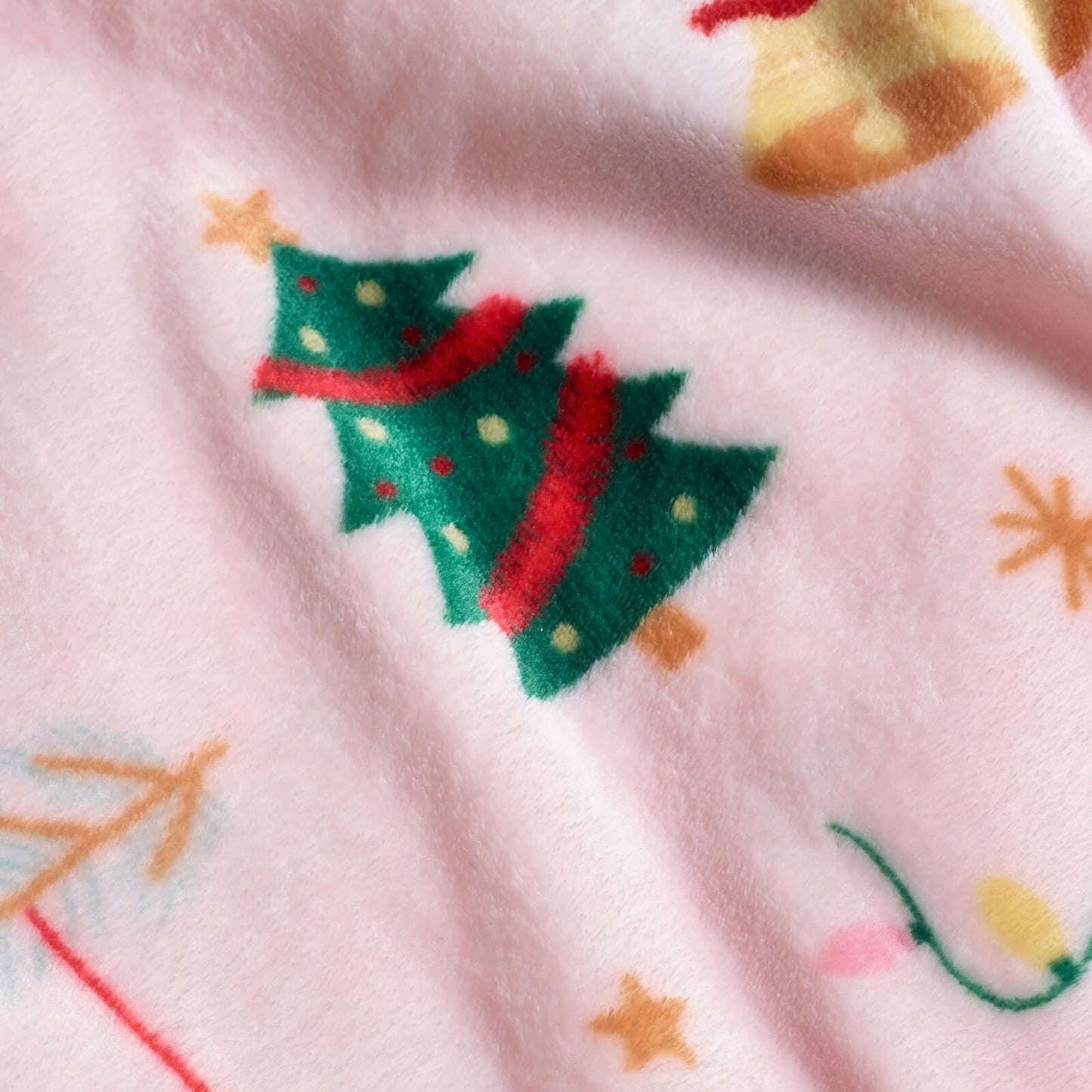Catherine Lansfield Christmas Happy Holidays Cosy Fleece Blanket Throw Pink - 130x170cm