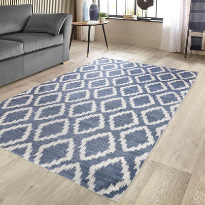 Washable Como Blue Modern Rugs