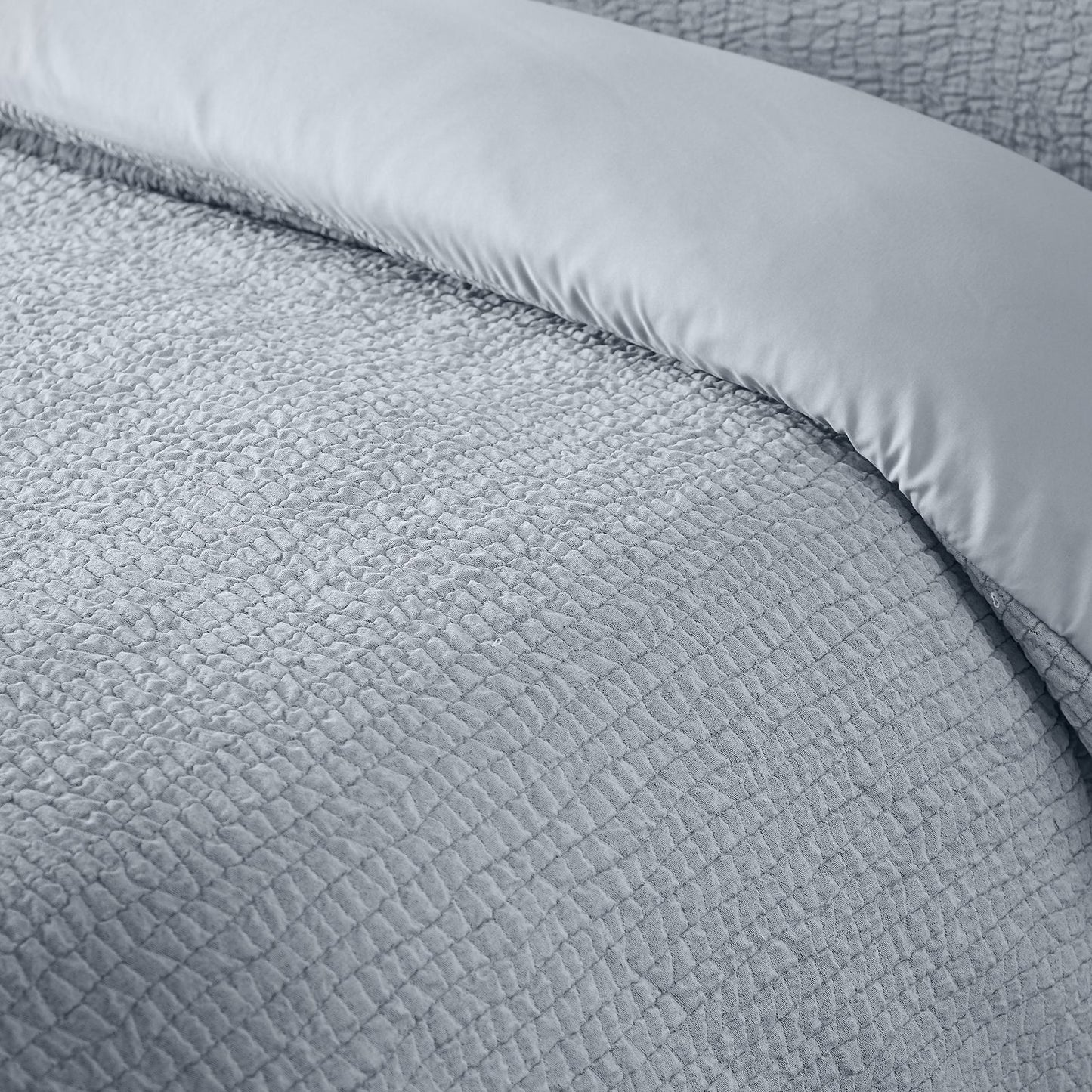 Catherine Lansfield Crinkle Seersucker Blue Duvet Cover Set