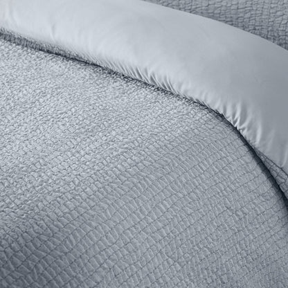 Catherine Lansfield Crinkle Seersucker Blue Duvet Cover Set