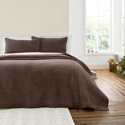 Bianca Fine Linens Attica Velvet Embroidered Bedspread Chocolate - 240x260cm