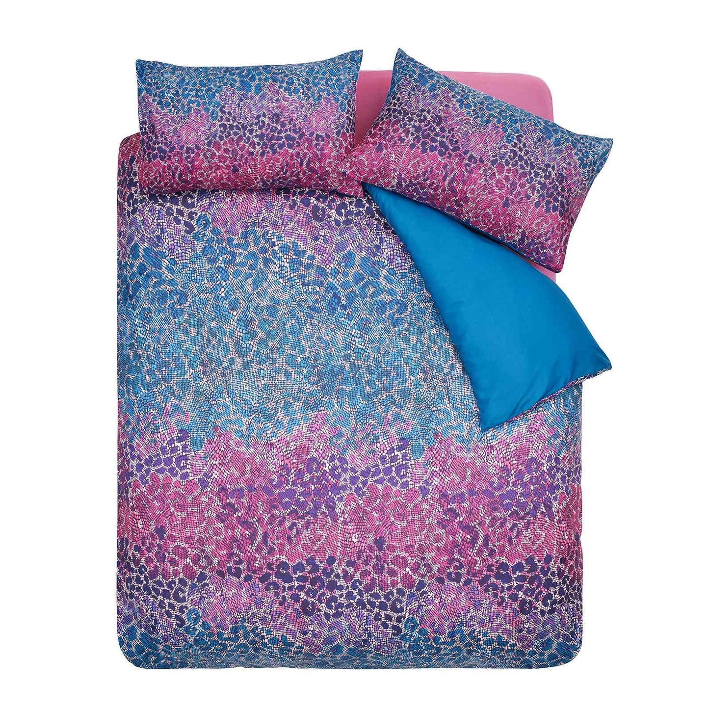 Satin Animal Print Teal Duvet Cover Set