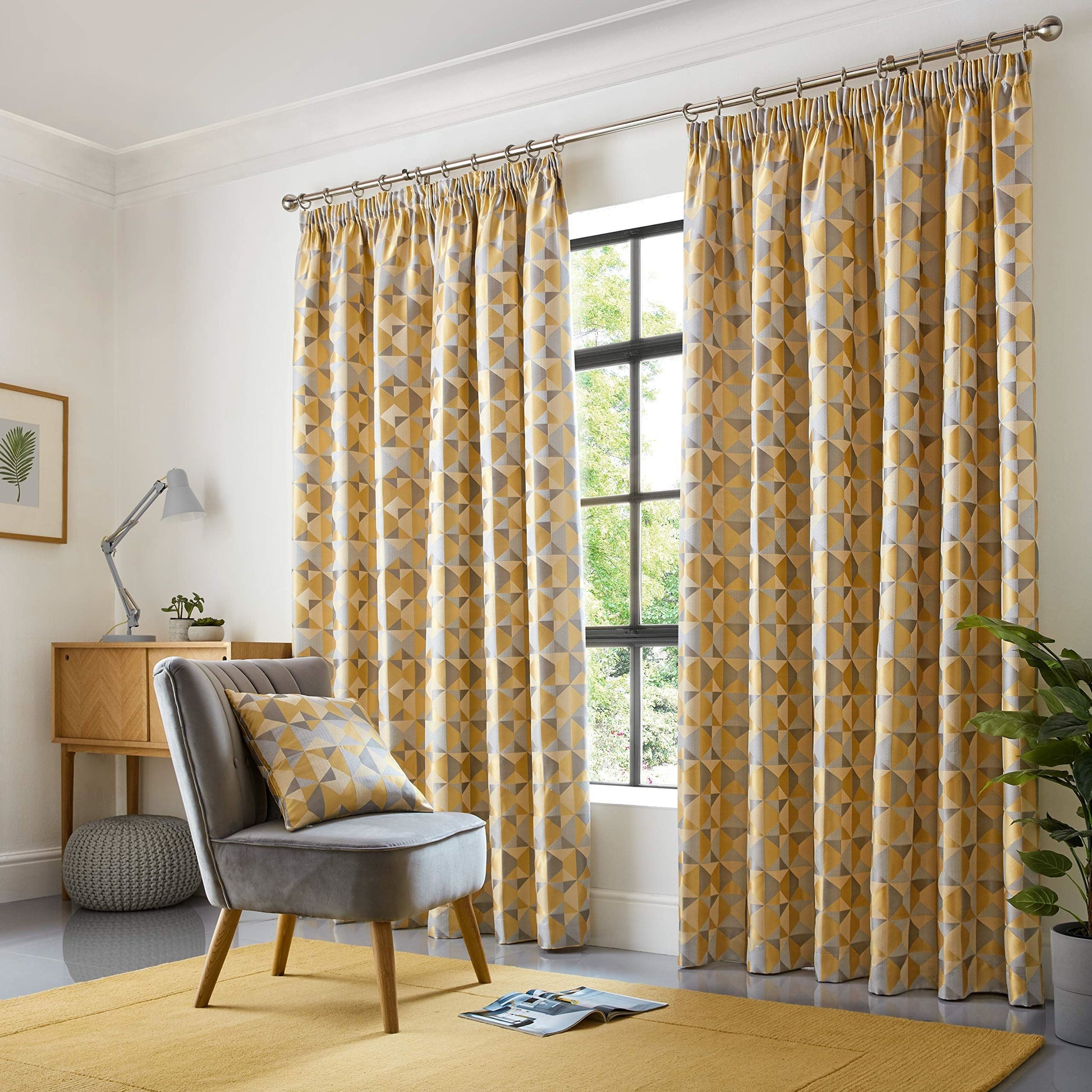 Skandi Ochre Pencil Pleat Curtains