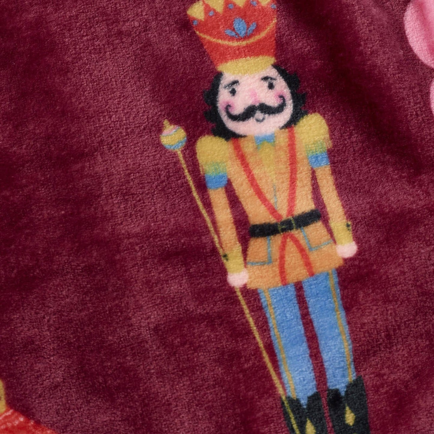 Catherine Lansfield Christmas Nutcracker Fleece Cosy Blanket Throw Plum - 130x170cm