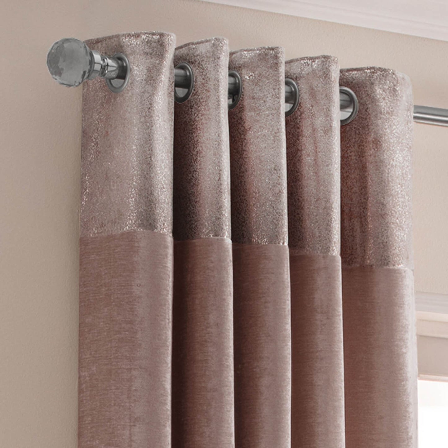 Nova Plain Blush Eyelet Curtains