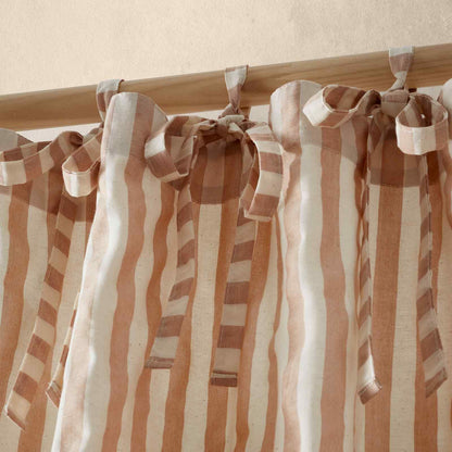 Zanzibar Yarn Dyed Stripe Clay Curtain Panel