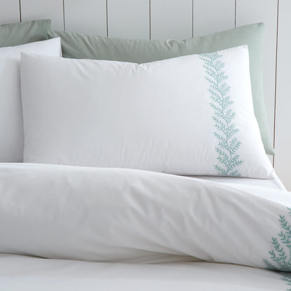 Embroidery Leaf White Grey Duvet Set