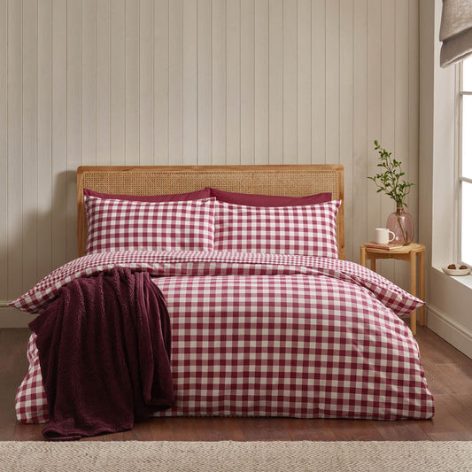 catherine-lansfield-gingham-checked-cotton-bedding-duvet-cover-set-burgundy