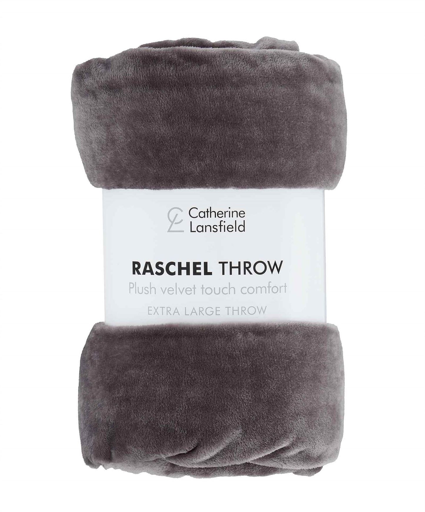 Raschel Velvet Touch Charcoal Grey Blanket Throw