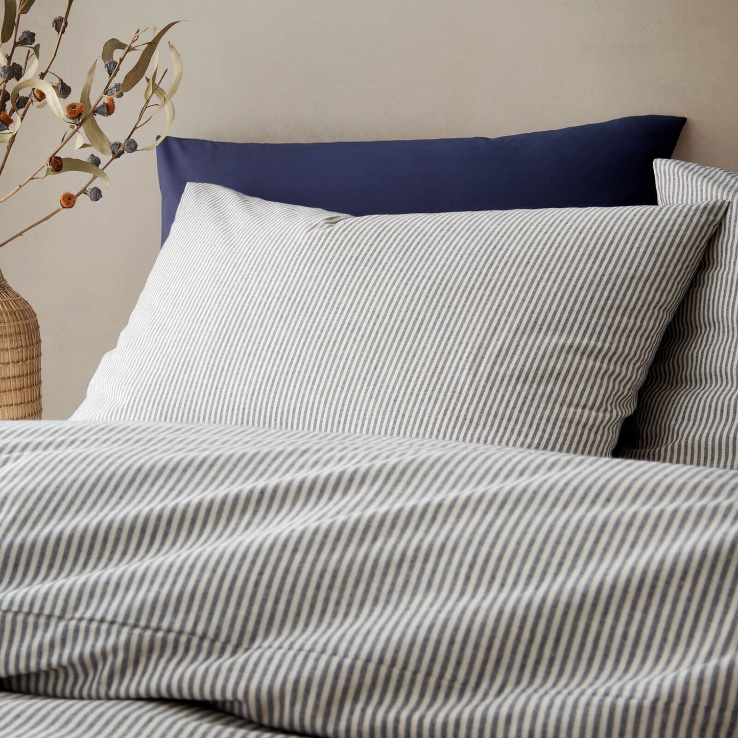 Pineapple Elephant Rich Narrow Woven Striped Cotton Bedding Duvet Cover Set Blue